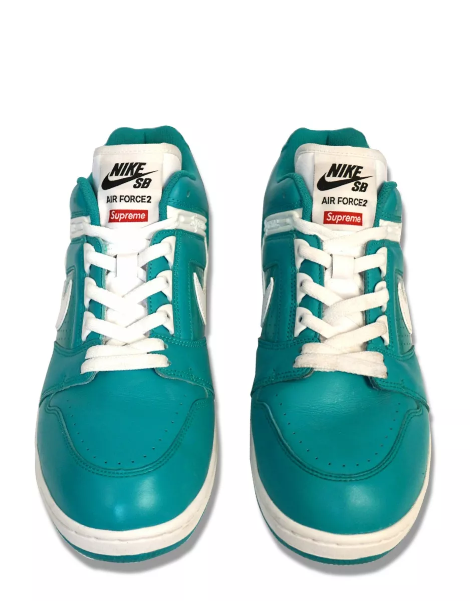 SB x SUPREME 10.5 AF2 Low Teal White AA0871-313 WORN 1X | eBay