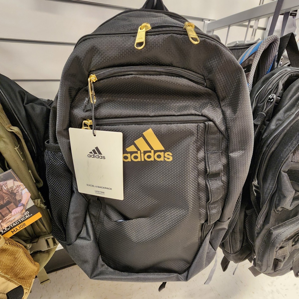 Adidas Excel Backpack School Laptop Bag Stone Wash Carbon /Red