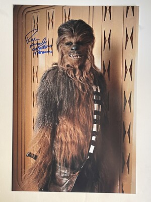Peter Mayhew Chewbacca The Wookiee Inscrip RARE 12x18 SIGNED Star