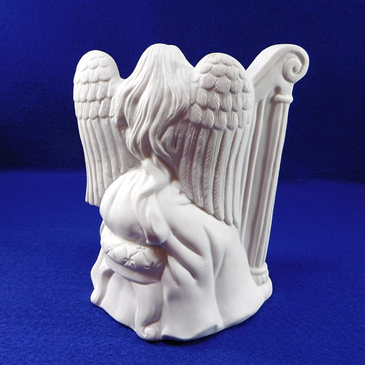Vintage Angel w Harp Music Box Hark the Herald Enesco White