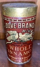 1900 Dove Cinnamon FRANKS Tea & Spice Co tin Cincinnati Jumbo Peanut Butter