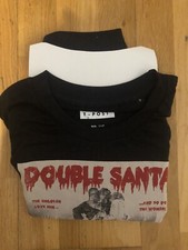 T-Post designer  T-shirt Black Small Mens New In Pk Double Santa Story Inside
