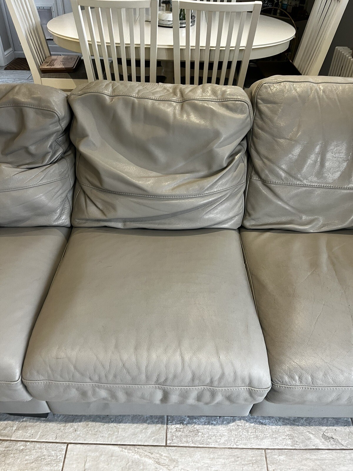 DFS Light grey used leather corner sofa eBay