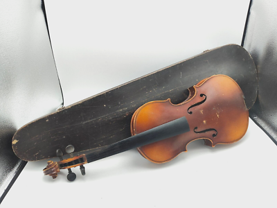 Antique German 4/4 Stradivarius Violin For Repair w/ GSB Coffin