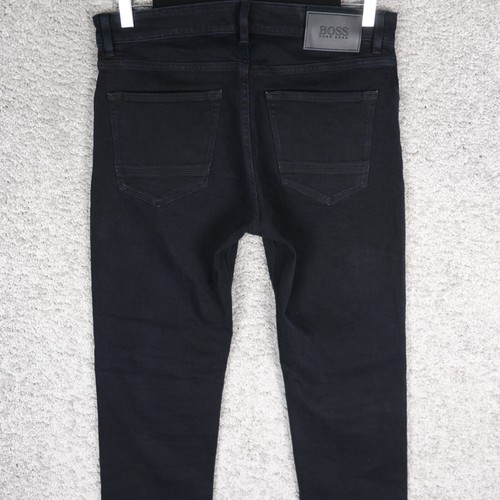 Hugo Boss men's one-pleat wool trousers/slacks, size W32 (approx.) wool black type Vintage Second Hand