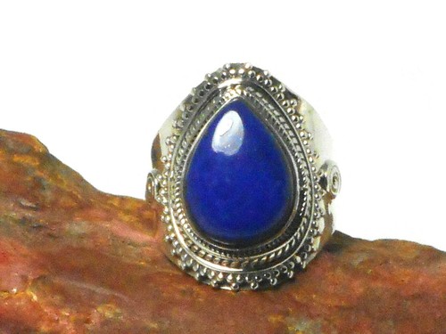 Blaue Träne Lapislazuli Sterlingsilber 925 Edelstein Ring - (S) - Bild 3 von 5