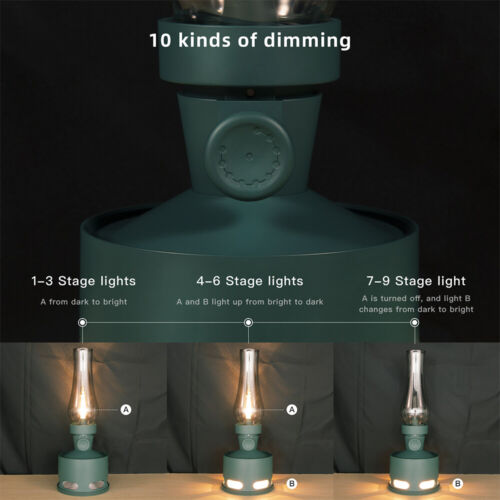 LED Blow Control Retro Kerosene Table Lamp Bed Bedside Night Light Rechargeable - Picture 7 of 10