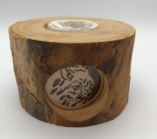 WOLF Spinning Aspen Studios Raw Edge Wood Votive Candle Holder Handcrafted CO