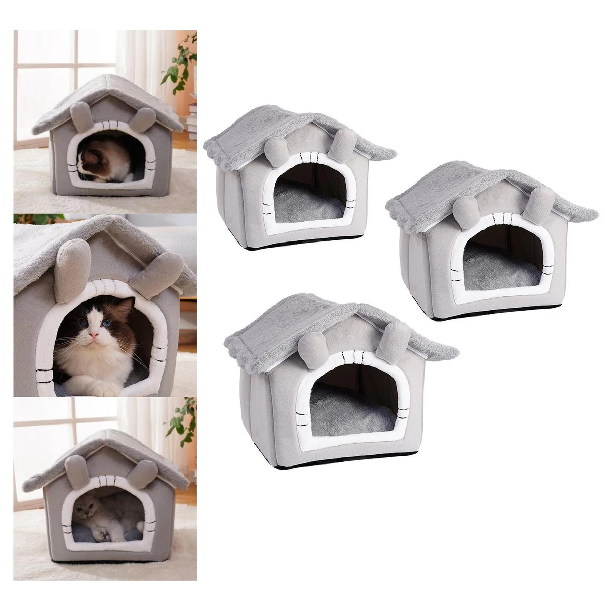 Foldable Dog House Winter Warm Cute Dog Villa Soft Enclosed Cave Cat Bed  Nest | eBay
