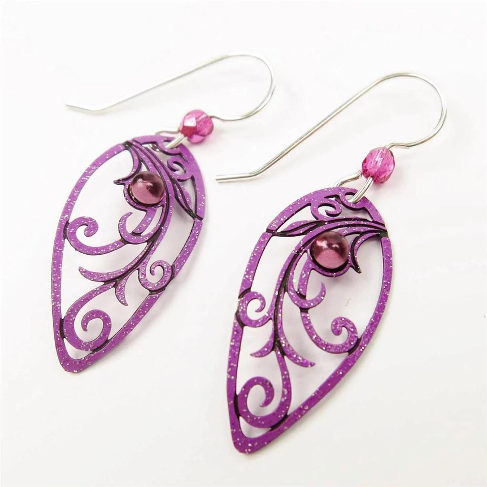 Pendientes Adajio Orquídea Radiante Lágrima Filigrana Tendrilos y Cuentas de Amatista Ligera Foto 3 de 4