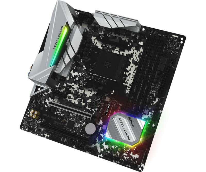 ASRock B450M Steel Legend Motherboard AMD B450 AM4 DDR4 M.2 Micro