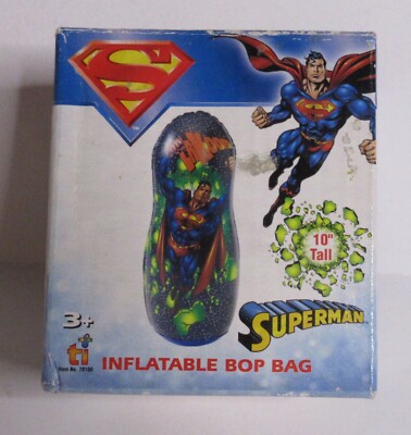 2005 Inflatable Superman Bop Bag DC Comics 10'' tall unused in original box