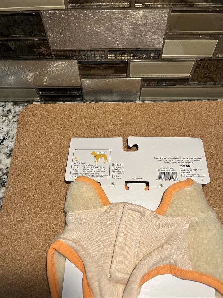 Chaleco Boots & Barkley Marrón Claro Construcción Difusa Sherpa Perro Talla Pequeña Foto 3 de 4