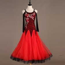 NEW Latin Ballroom Dance Dress Modern Salsa Waltz Standard Long Dress F429