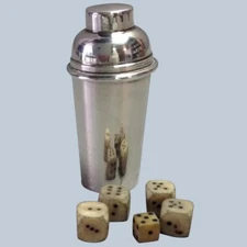 Miniature Sterling Cocktail Shaker and Dice 2 1/4"