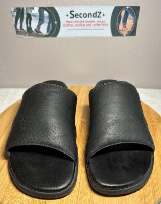 Hush Puppies Womens Ocean Sandal Slide Open Toe Black Leather Size US-8W HPO2