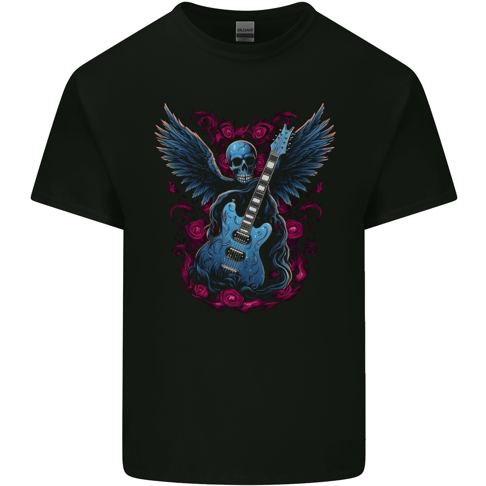 Guitar Skull Heavy Metal Rock Music Band Wings Mens Light Cotton T-Shirt