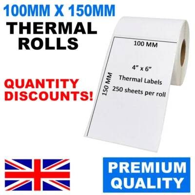 AVARTEK 100 X 150MM WHITE THERMAL LABELS FOR ZEBRA CITIZEN PRINTER GC420T LP2844 TLP2844