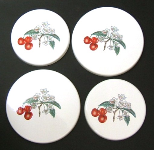 New Set of 4 "CHERRIES" Enamel Electric Oven Hob Covers 2 x 16cm and