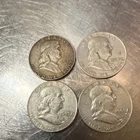 Franklin Half Dollars Lot of 4 1961 & 1963 Circulated US 50C Coins