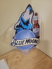 Blue Moon Beer Advertising Wolf Metal Sign Bar Man Cave Garage 16"× 11"