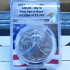 2022 American Silver Eagle - Graded MS70 by ANACS - "FDoI” #1856/12375