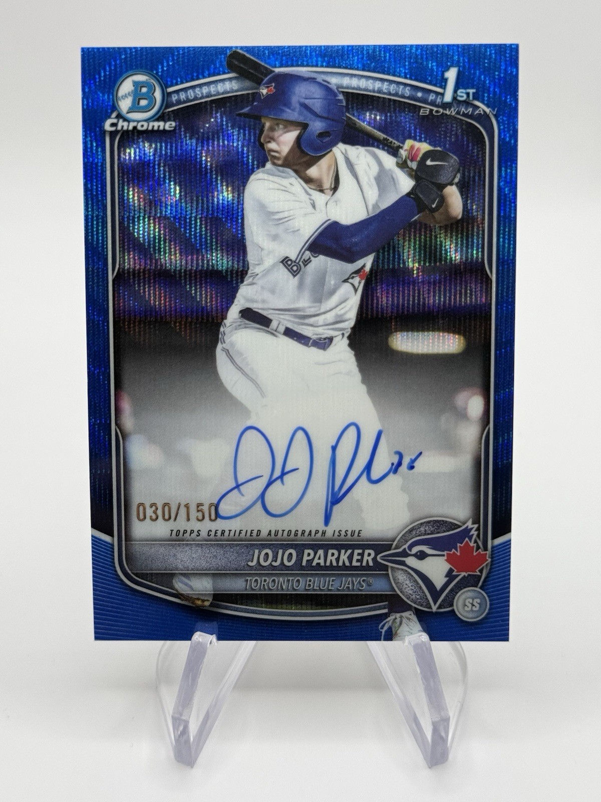2025 Bowman Draft JoJo Parker 1st Bowman Chrome BLUE Wave Auto #/150💥Blue Jays