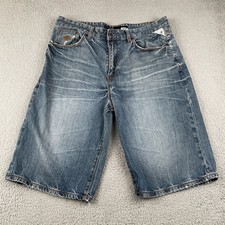 Rocawear Denim Stonewashed Blue Shorts Size 36 Baggy Pocket Design Y2K Style
