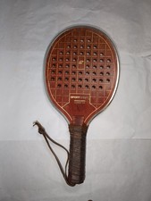 Vintage Sportcraft Vanguard Wooden Paddle Ball Racquet With Leather Aluminum Rim