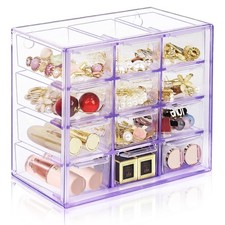 Desk Storage Organizer with 12 Mini Drawers, Clear Desktop Craft Drawer Cabin...
