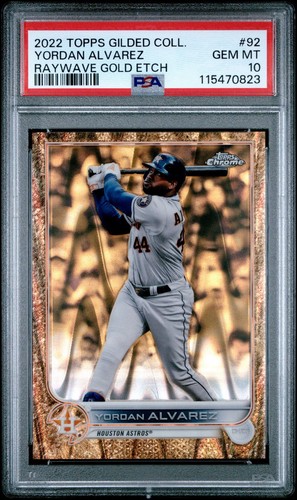 Topps 2022 Gilded Collection Yordan Alvarez #92 Raywave Gold Etch /25 PSA 10