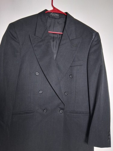 Hardy Amies, Vintage Hardy Amies Charcoal Grey Double Breasted Suit Jacket Used Size Medium