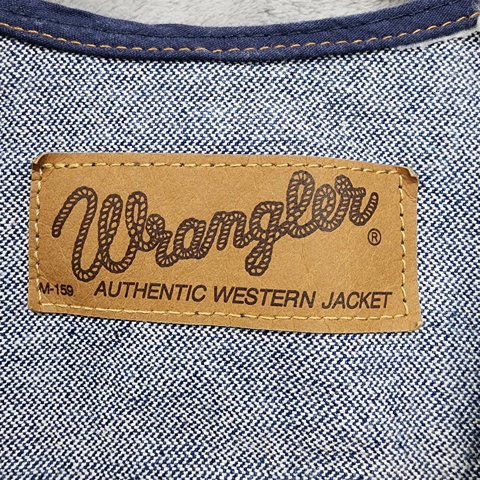 Colete Wrangler Vintage Anos 90 Masculino L Azul M-159 Sem Mangas Jeans Colete Western - Imagem 3 de 4