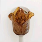 Vintage Murano Amber Butterscotch Hand Blown Glass Vase 5" W/ Sticker