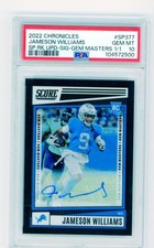 2022 Chronicles Score Jameson Williams SP RK Auto Gem Masters 1/1 PSA 10 Lions