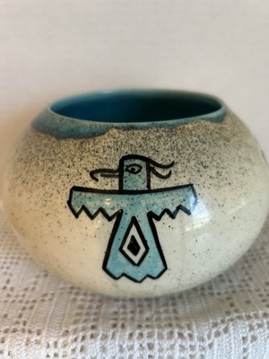 Handcrafted Art Pottery, New Mexico Thunderbird Loma Style Vase Signed Maisel s
