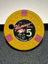 (CLASSIC) VINTAGE $5 FLAMINGO CASINO POKER CHIP LAS VEGAS NEVADA GAMBLING TOKEN