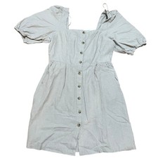 Old Navy Women's Large Tall Tan Button Front Puff Sleeve Milkmaid Dress NWT