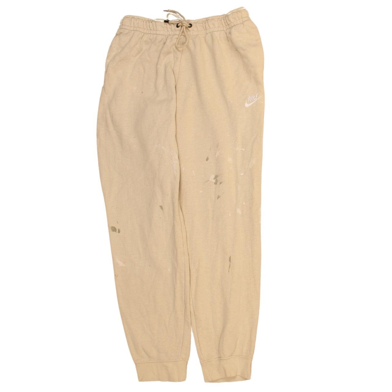 Nike Mens Joggers Beige Fleece Sweatpants Elastic Waist Tapered Leg Pockets M