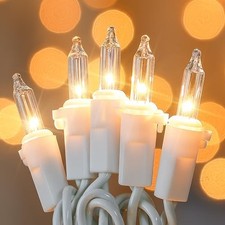Clear Christmas Lights White Wire,23Feet Incandescent 100 Count Warm White