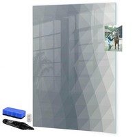 Glas Schreibtafel Beschreibbar Mit Schwarzem Marker Graue Wellen Abstraktion