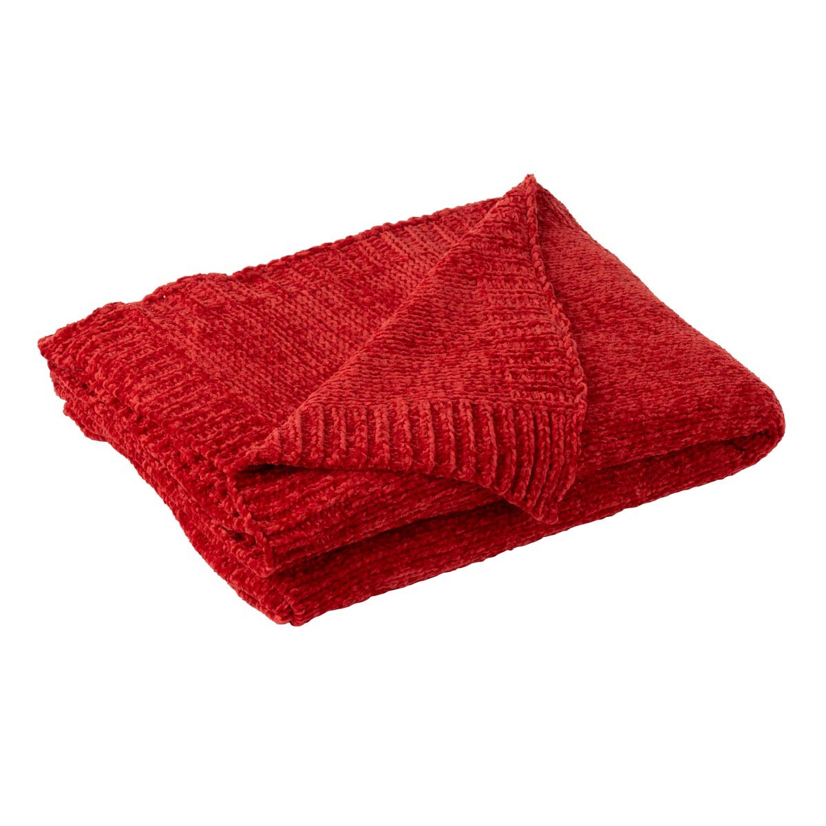 Plaid Bradly chenille rouge 130x170 couverture cocooning
