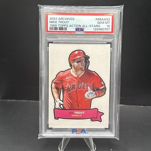 Mike Trout 2024 Archives Topps Action All-Stars Case Hit #68AAS2 SSP PSA 10