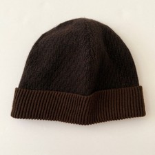 Authentic Fendi Unisex Brown Black Pure Wool FF Monogram Knit Beanie Hat
