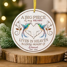 Memorial Christmas Ornaments, A big Piece Of My Heart Lives In Heaaven Memorial