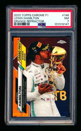 2020 Topps Chrome F1 #148 Lewis Hamilton RC Orange Refractor #19/25 PSA 7
