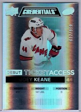 2021-22 Credentials Joey Keane Debut Ticket Access Rookie Card # 95. rookie card picture