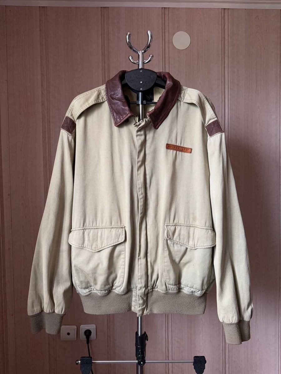 AVIREX TYPE A-2 USA COTTON BEIGE FLIGHT BOMBER JACKET 90s ARMY AIR