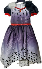 Disguise Disney Cruella De Vil Girl's M Faux Fur Collar Dress Halloween Costume
