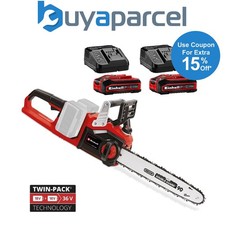 Image of Einhell Professional Cordless Twin 18v 36v Chainsaw Brushless 35cm GP-LC + 2x4AH